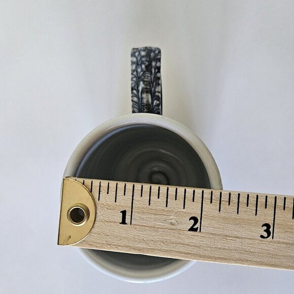 Paul Maloney Pottery Handmade in Ireland Swirl Glazed White Indigo Coffee Mug - Picture 10 of 11